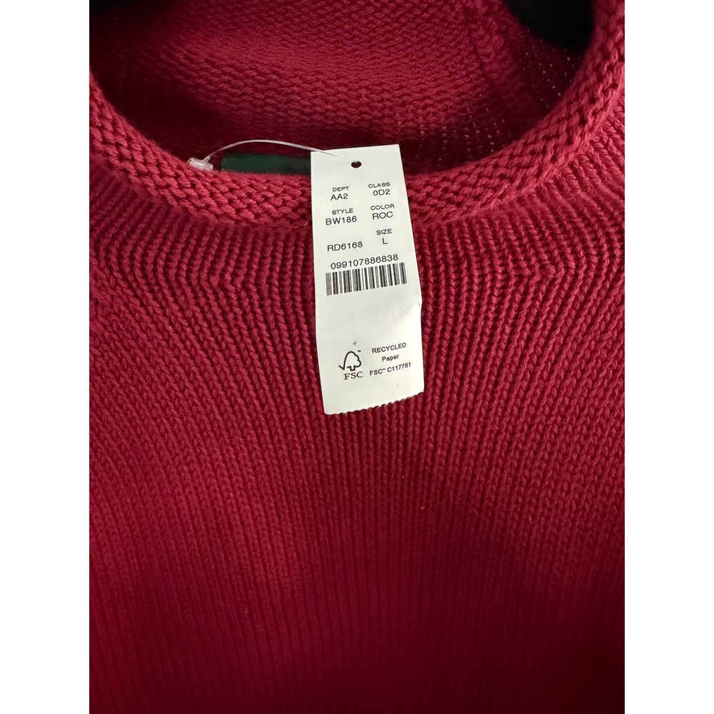 J.Crew Mens Maroon Cotton Mock Roll Neck Shaker Stitch Sweater Size L NWT Heavy - Picture 2 of 9
